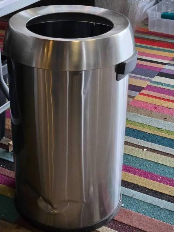27" Stainless Steel Finish Metal Trash Can