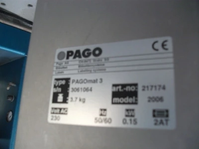 Pago Self Adhesive Single Head Vertical Pagomat 3 Labeller