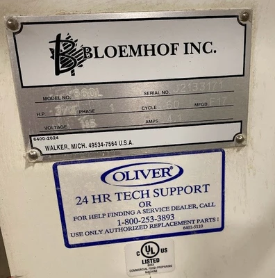 8-0143 Oliver Bloemhof Bread and Roll Moulder 860L