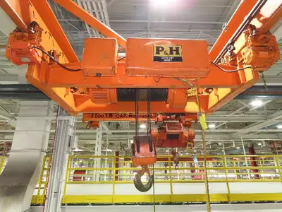 Cleveland Tramrail 7.5 Ton Double Girder Bridge Crane 18' 3" Span w/Remote