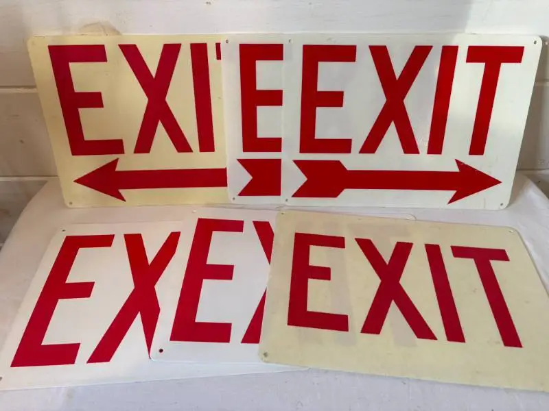 6 Plastic EXIT Signs with and without arrows