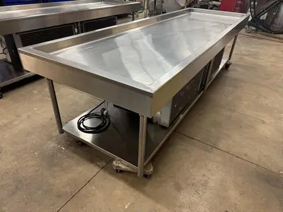 USED 2016 LESLIE FISHER ENGINEERING INC. STAINLESS STEEL CHILLER TABLE
