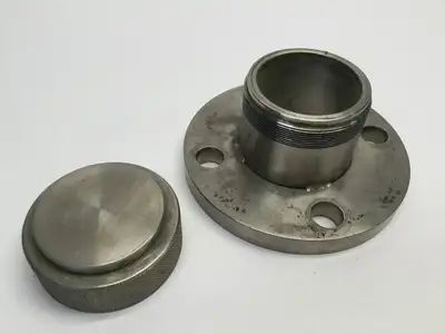5” OD To 2-7/16" | Unbranded Half Nipple Vac. Flange, Threaded Cap, Approx. , 2-1/4 - Used