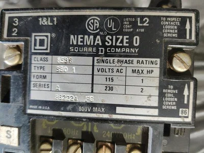 USED SQUARE D NEMA SIZE 0