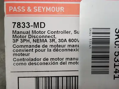 Used PASS & SEYMOUR 7833-MD Switchgears British Columbia CA | Lenmark #240558