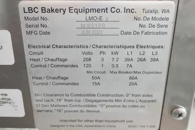 2023 LBC ELECTRIC 8 PAN MINI ROTATING RACK OVEN MODEL LMO-E8