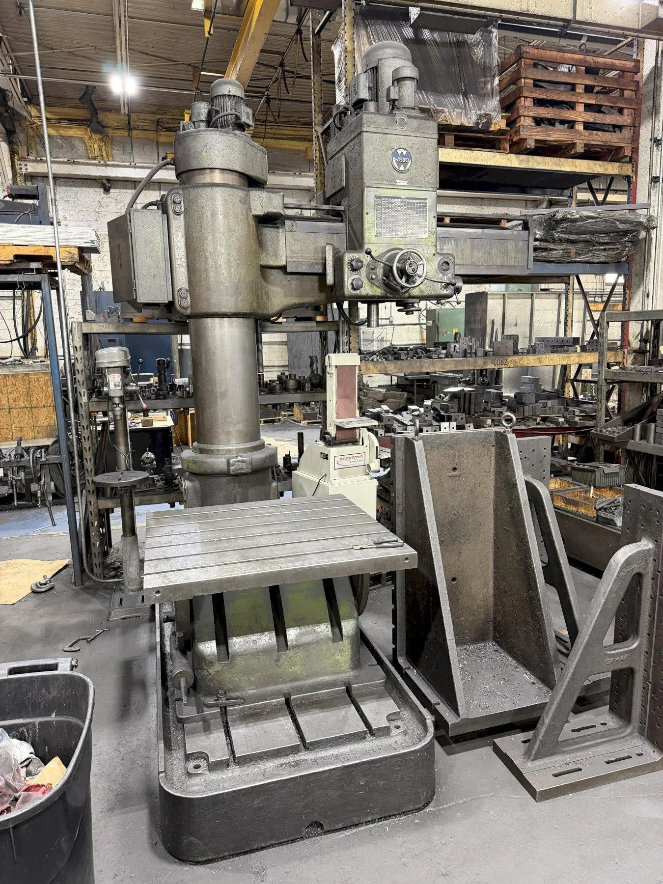 5' X 15" WEBO RADIAL ARM DRILL. STOCK # 0222126