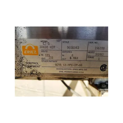 USED ERIEZ MAGNETICS EZ TEC V 38X38 HIM