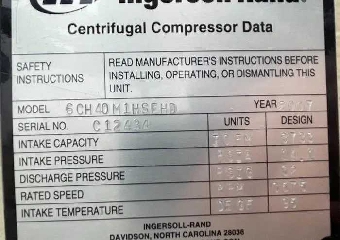 New | in-Stock INGERSOLL RAND INGERSOL RAND 6CH40M1HSEHD Centrifugal Air Compressors Michigan US | Aucto #1334354