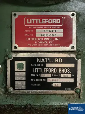 USED Littleford 4.6 Cu Ft Littleford  Mixer, Model FM 130D, S/S, JKT