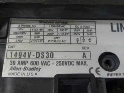 USED ALLEN BRADLEY 1494V-DS30 SER A