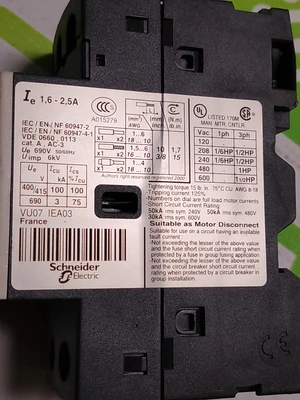 SCHNEIDER ELECTRIC TELEMECANIQUE GV2ME04 CIRCUIT BREAKER
