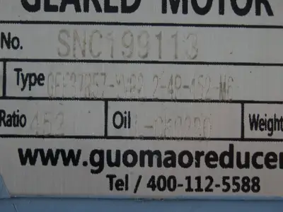 Guomao GFF87R57-YVP2.2-4P-452-M6 Gear Motor 452:1 Ratio 4rpm 2.2kw 480V 3PH
