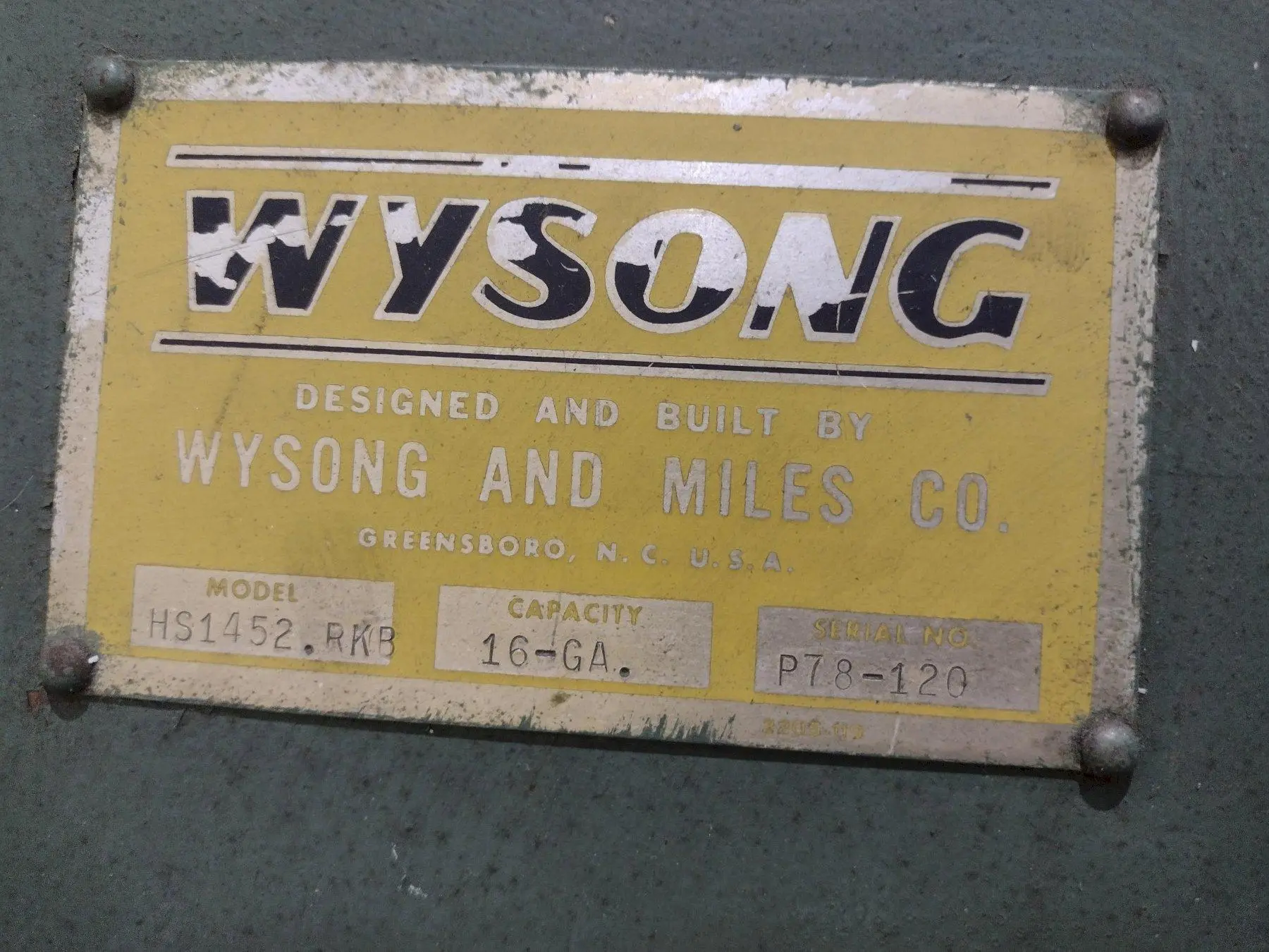 USED WYSONG C-0-S