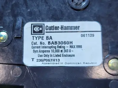 Used CUTLER-HAMMER BAB3060H Switchgears British Columbia CA | Lenmark #835714
