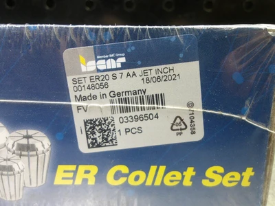 Iscar ER20 .125-.500" 7 Piece Sealed Collet Set SET ER20 S 7 AA JET INCH (LOC2235)