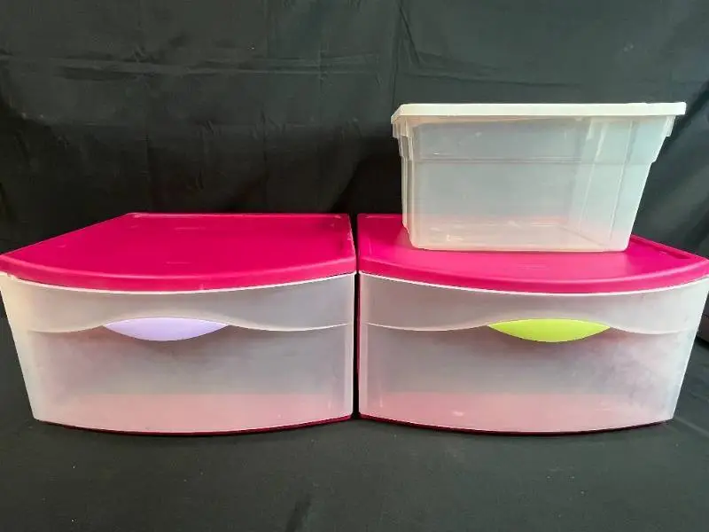 Sterilite and Rubbermaid Plastic Storage Drawers and Bin Set