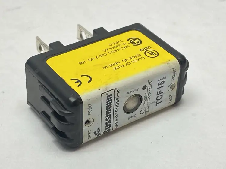 Used COOPER BUSSMANN LOW-PEAK CUBEFUSE TIME DELAY FUSE 15A 600VAC Fuses | Maverick Industrial Sales #1099836