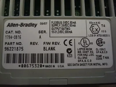 Allen Bradley 1794-OB16/A 24 VDC Source Output Used
