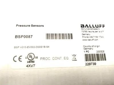 BSP V010-EV002-D00S1B-S4, BSP0087 | Balluff BSP0087 Pressure Sensor w/ Display M12 4-Pin BSP V010-EV002-D00S1B-S4 - New