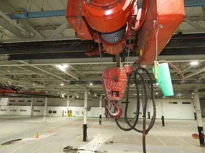 Cleveland Tramrail P&H 1 Ton Single Girder Underhung Bridge Crane 31' 4" Span