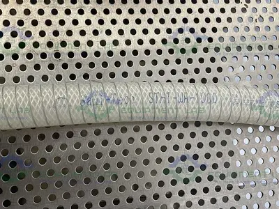 USED SANI TECH STHT-WR-1000 84" SILICONE HOSE W/ 1" SANITARY FITTING