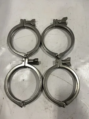 4” Stainless Steel Sanitary Tri-Clover Type Pipe Clamp / Fitting -lot of 4