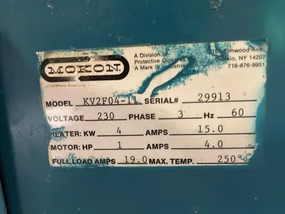 Mokon KV2F04-1 Temperature Control Unit 1HP 4KW 3PH 250F