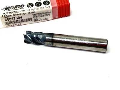 USED ACCUPRO SQUARE END MILL: 12.00 MM DIA, 16.00 MM LOC, 4 FLUTE, SOLID CARB