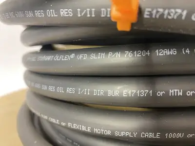 USED LAPP 86 FEET- OLFLEX VFD SLIM 4G4 12/4C, 4C 12 AWG BLACK