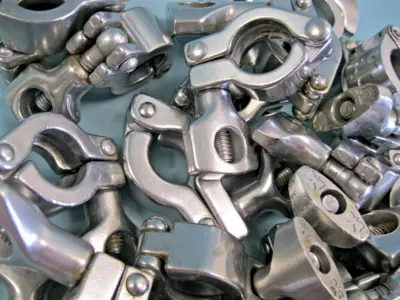 Lot (25) 1/2"-3/4" Stainless Steel Tri-Clover Type Sanitary Tri-Clamp P24