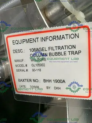 USED 2008 MILLIPORE QUIKSCALE 350 X 800 GL105002 CHROMATOGRAPHY COLUMN W/ BUBBLE TRAP 74 L