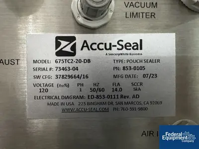Accu-Seal 20" Accu-Seal Vacuum Pouch Sealer, 675TC2 Series