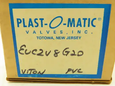 Plast-o-matic EUC2V8G20 PVC Automatic Control Valve Pneumatic 1/8" 120V Coil