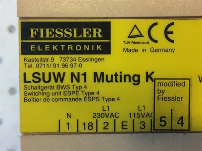 USED FIESSLER LSUW N1 MUTING K-SWITCHING UNIT ESPE TYPE4