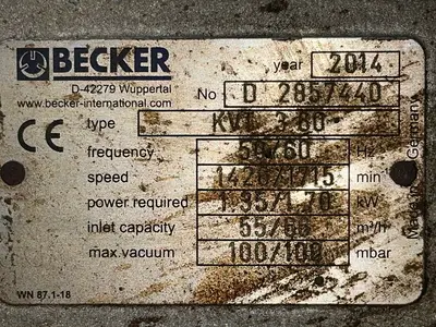 Used 2014 BECKER KVT 3 60 Vacuum Pumps Ohio US | HGR 24 #1503709