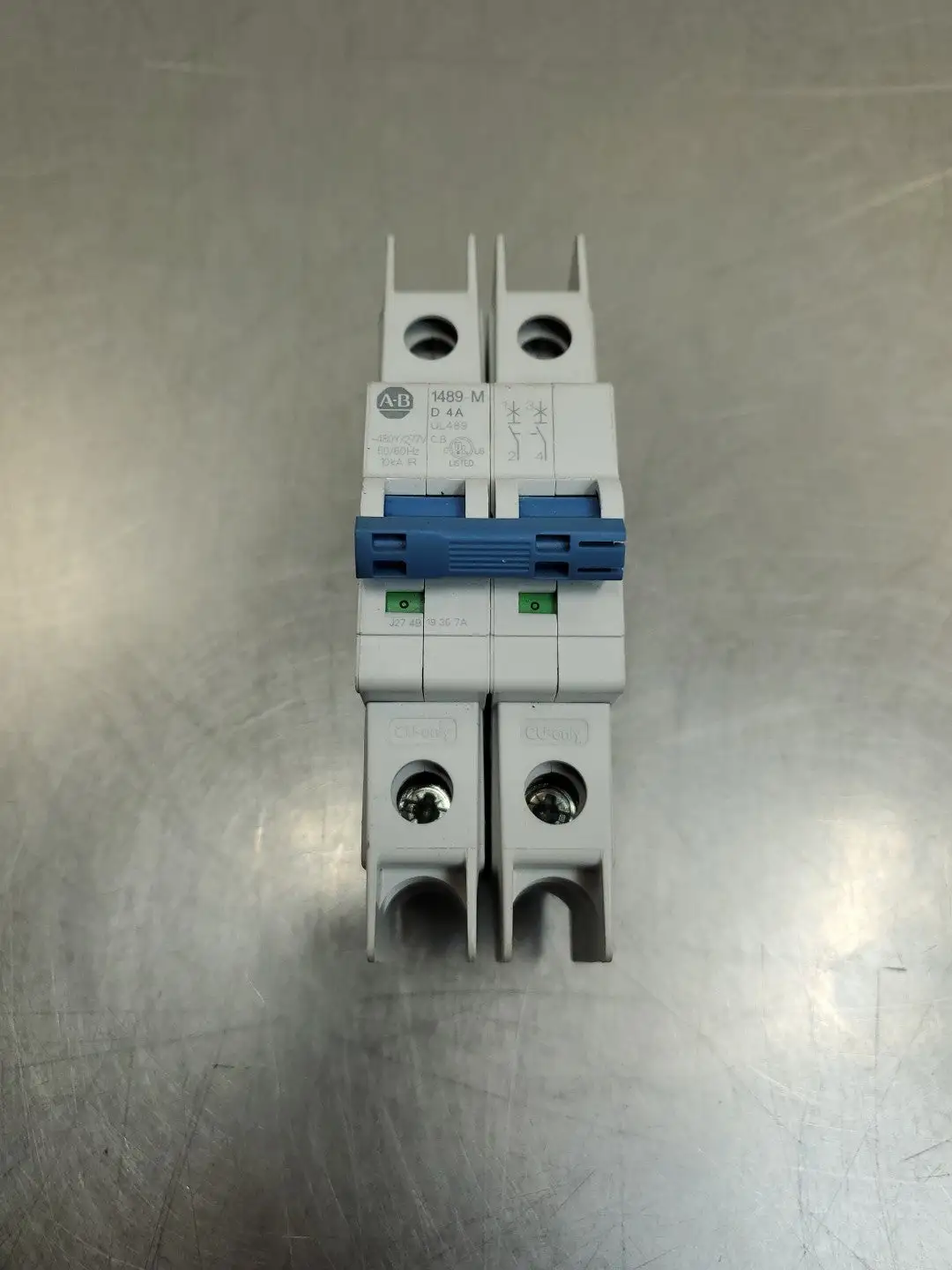 USED Allen-Bradley 1489-M2D040 D Circuit Breaker, 2P, 4A, 480/277VAC, 96VDC