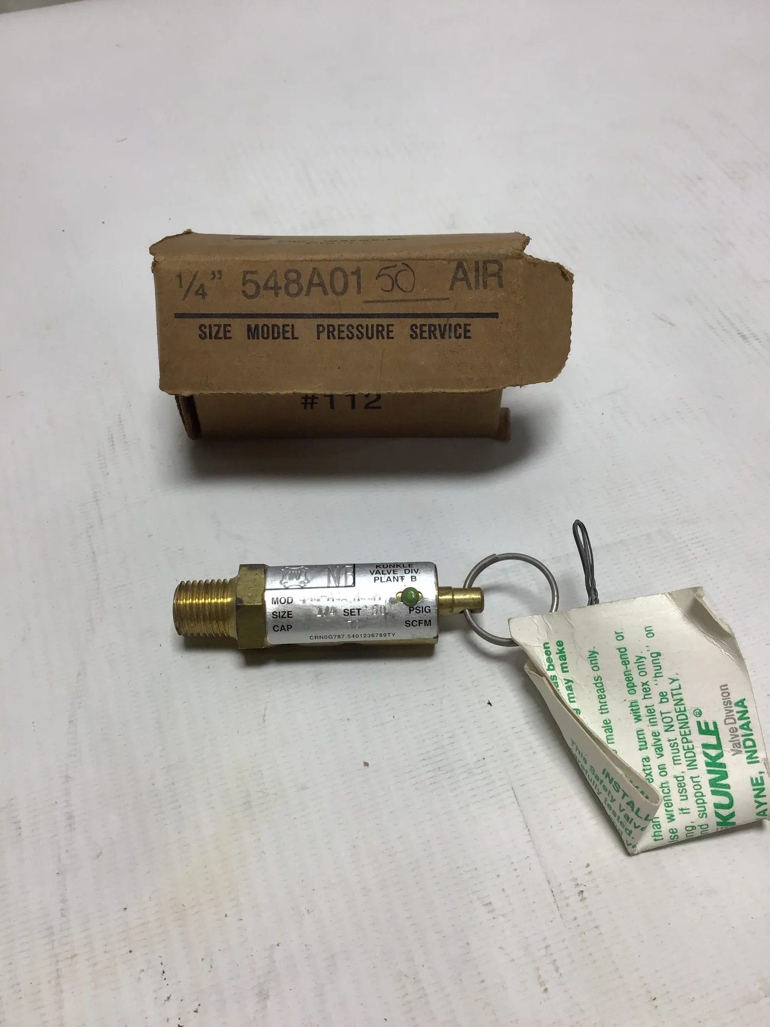 Kunkle 548-A01 H95M Pressure Relief Valve 1/4″ Set 50 PSIG Cap 70 SCFM