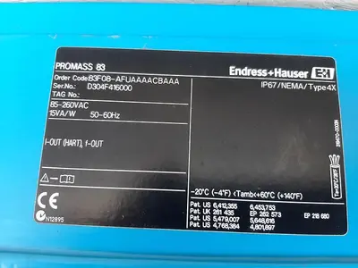 Meter, Flow, Endress Hauser, Promass F 3/8", 316 S/st, B #S743323