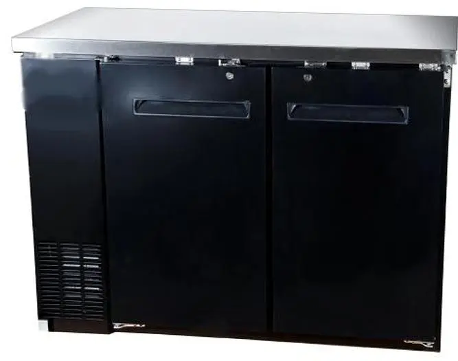 48" Solid Door Back Bar Refrigerator with Stainless Steel Top and LED Lighting