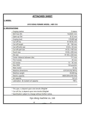 New | in-Stock 2020 HYODONG HBF-516 Progressive Die Headers | Walden Machinery #1288886