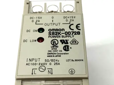 USED OMRON POWER SUPPLY 100-240VAC .25A INPUT 15VDC .2A OUTPUT