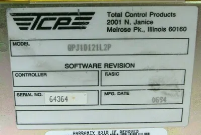 REFURBISHED TOTAL CONTROL QPJ1D121L2P QUICKPANEL JR