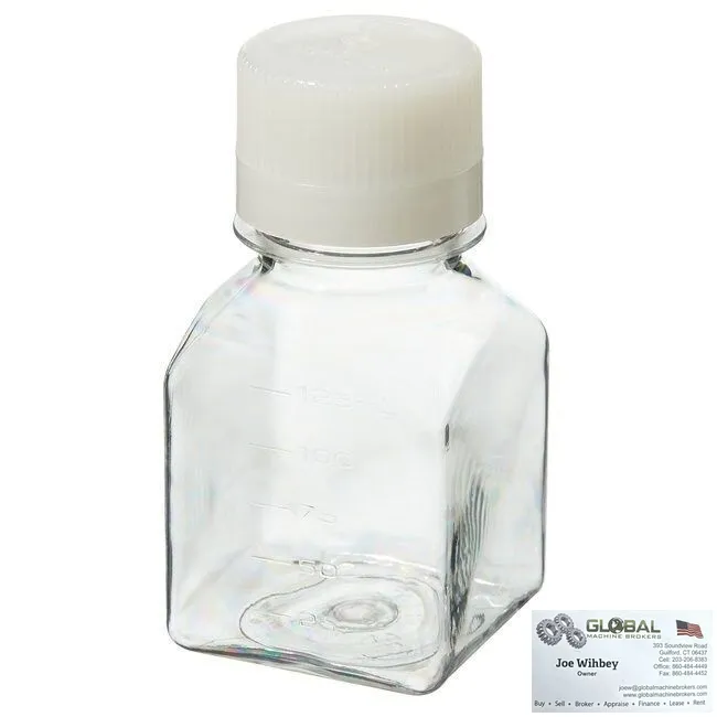 Nalgene 342020-0125 Sterile Square PETG Media Bottles with Closure 125mL