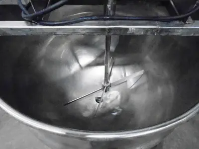 Used Stainless Steel Steam Jacketed Kettle with Top Mounted Agitation