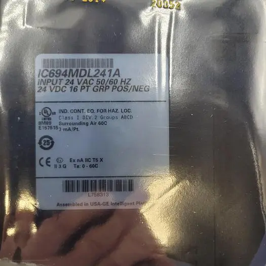 New | in-Stock GE GE IC694MDL241A INPUT 24 VAC 50/60 HZ 24 VDC 16 PT GRP POS/NEG - IN ORIGINAL PACKING Pump & Valve Parts | ND Industrial Surplus #1221834