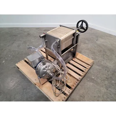 Used Stainless Steel Laboratory Filter Press with Pump - 7.25" (184mm)