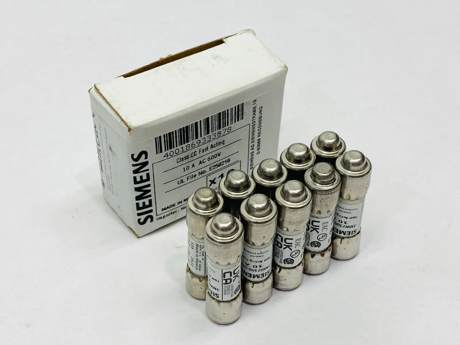 3NW2100-0HG | Siemens  Cylindrical Fuse Link Class CC 10A 600V LOT OF 10 - New Other