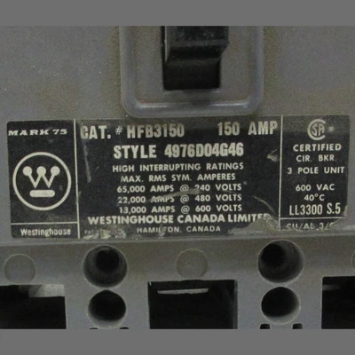Westinghouse HFB 150 Amp Breaker