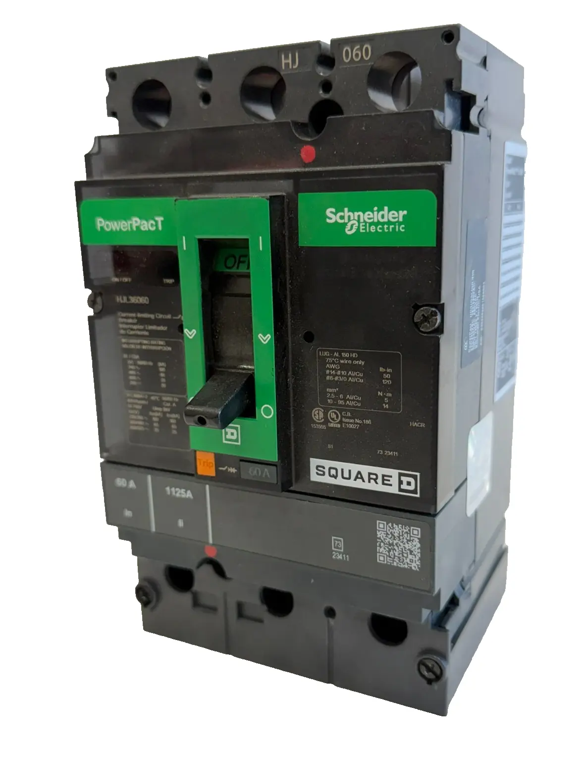 NEW SQUARE D HJL36060 CIRCUIT BREAKER 60A 3P 1125A